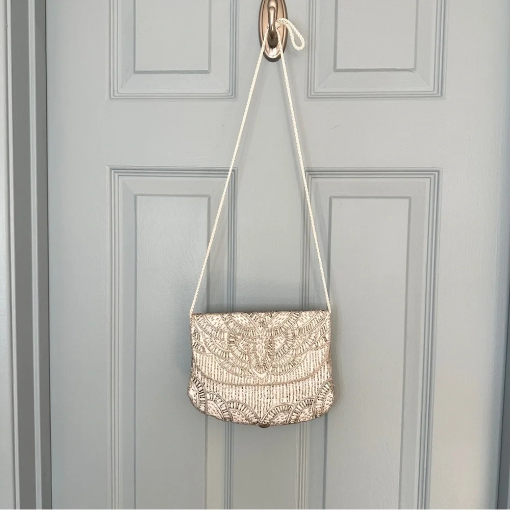 Vintage Metallic Beaded Crossbody Clutch Purse - Picture 2 of 6